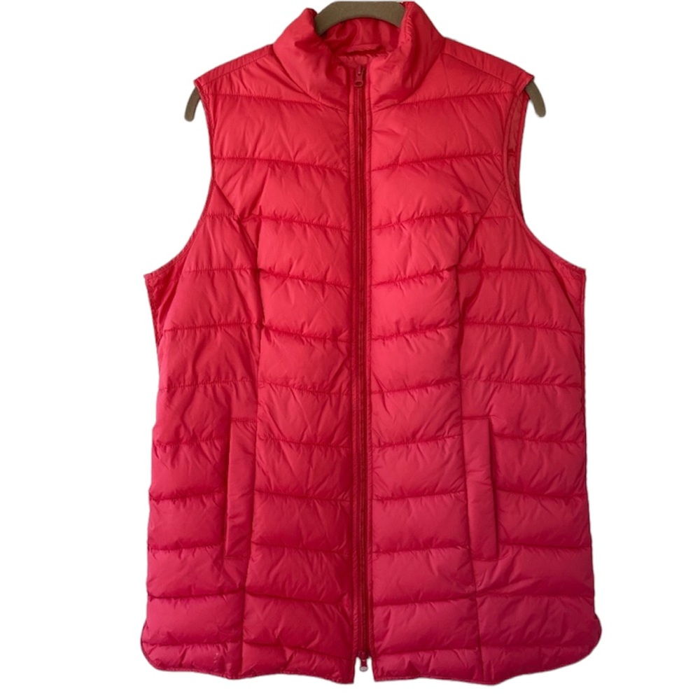 Feel Good Store Orange-Red Zip Up Puffer Vest